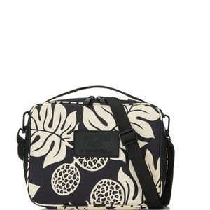 ALOHA Collection Black and Cream Tropical Print Lunch Bag